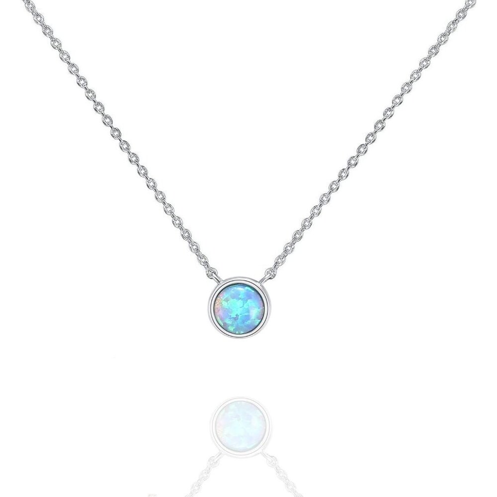 14k Gold Plated Opal Pendant Necklaces For Women | Created Opal Cubic Zirconia D